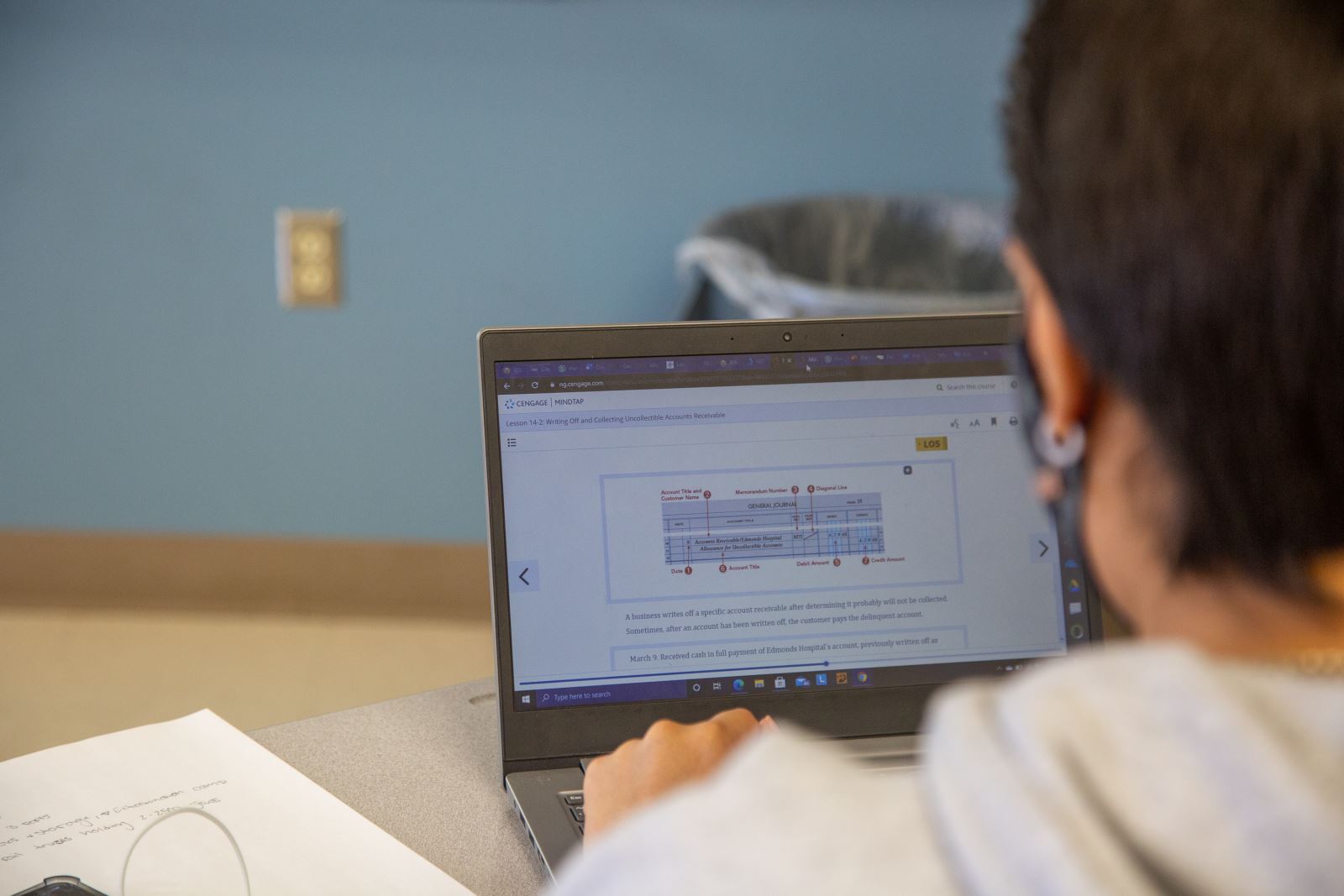 Student working on computer